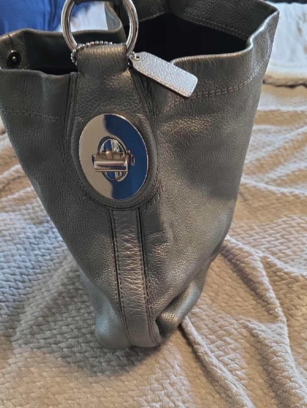Coach Pebbled Leather Shoulder Hobo in Gray - Picture 4 of 10